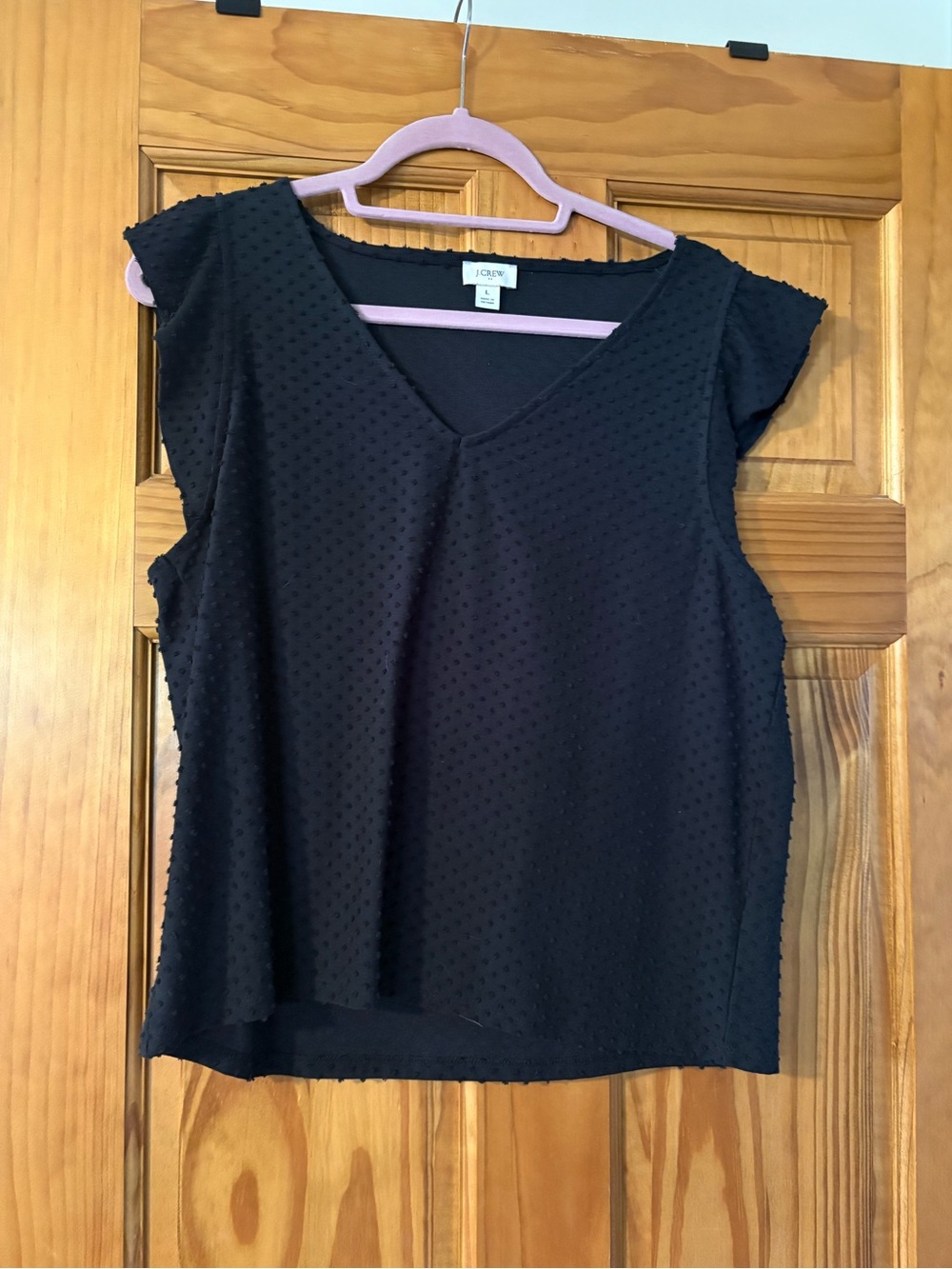 NWOT JCrew Factory Black Cap-Sleeve V-Neck Top